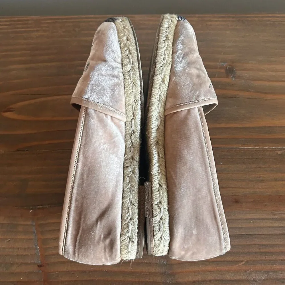 giuseppe zanotti espadrilles Flat Shoes Womens EU 38 IS 8 Pink Velvet Crystals